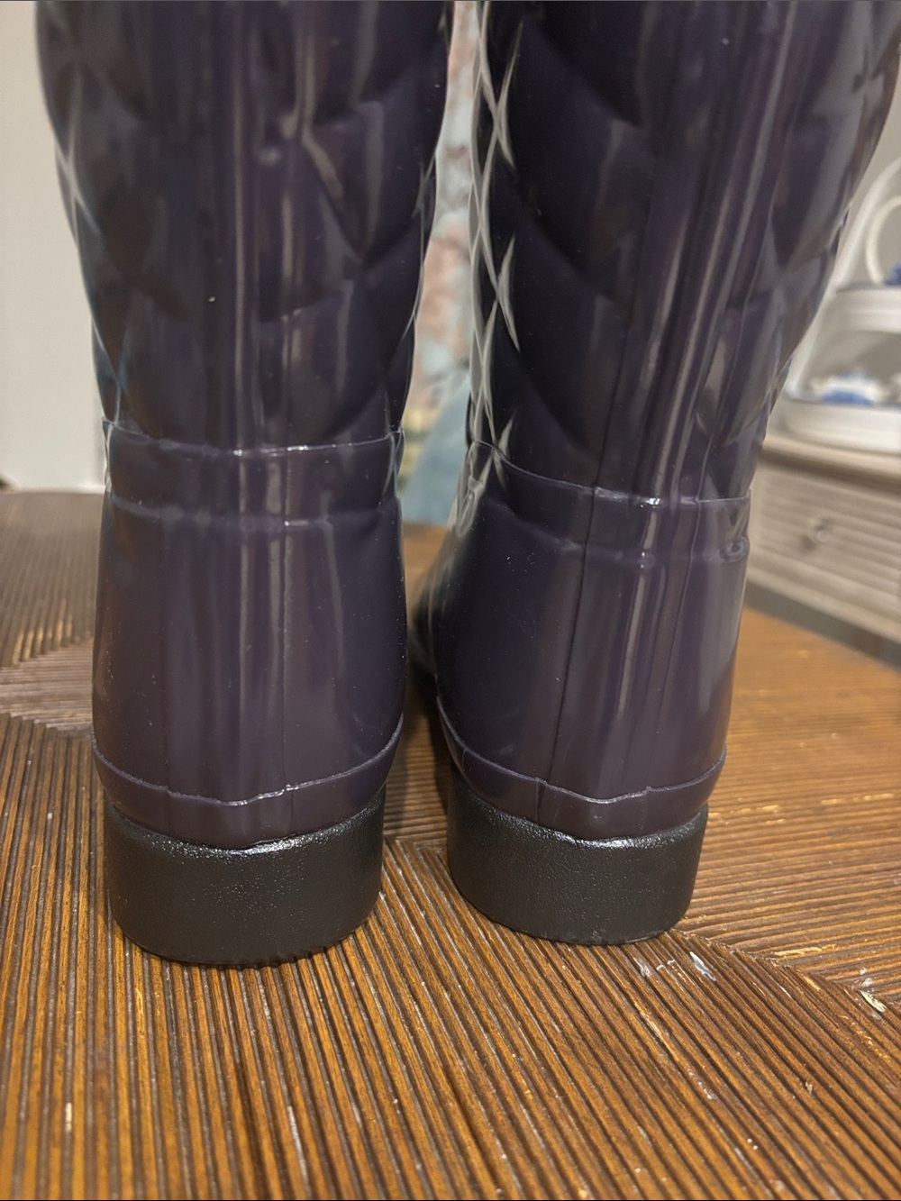 Hunter Refined Gloss Quilted Tall Rain Boots NEW SIZE 8 purple - Picture 8 of 9